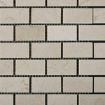 1 X 2 Crema Marfil Marble Polished Brick Mosaic Tile-Marble Mosaic-American Tile Depot