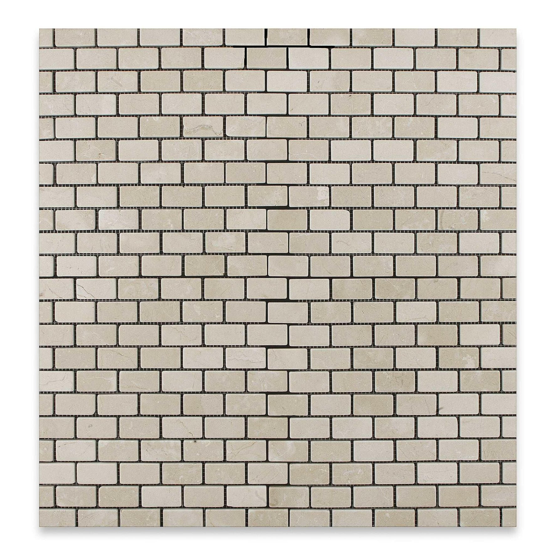 1 X 2 Crema Marfil Marble Tumbled Brick Mosaic Tile-Marble Mosaic-American Tile Depot