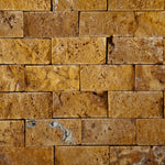 1 X 2 Gold / Yellow Travertine Split-Faced Brick Mosaic Tile-Travertine Mosaic-American Tile Depot