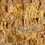 1 X 2 Gold / Yellow Travertine Split-Faced Brick Mosaic Tile-Travertine Mosaic-American Tile Depot