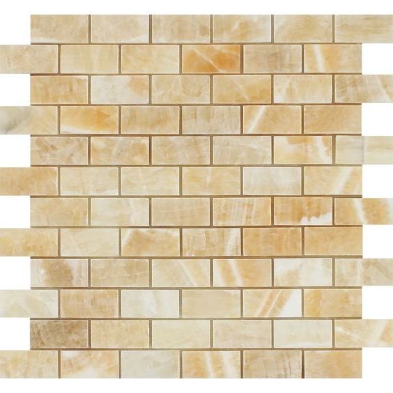 1 X 2 Honey Onyx Polished Brick Mosaic Tile-Onyx Mosaic-American Tile Depot