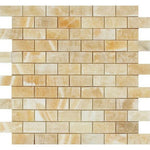 1 X 2 Honey Onyx Polished Brick Mosaic Tile-Onyx Mosaic-American Tile Depot