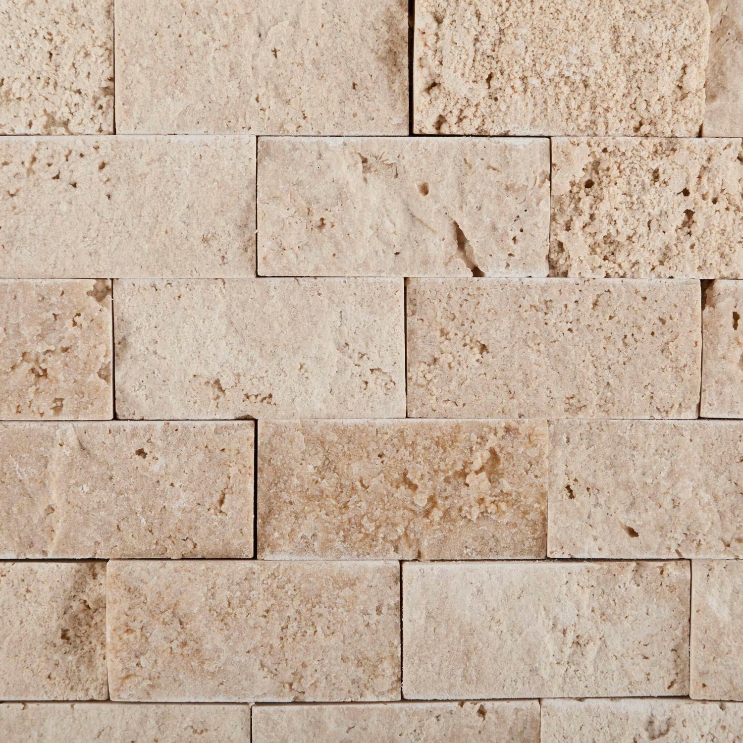 1 X 2 Ivory Travertine Split-Faced Brick Mosaic Tile-Travertine Mosaic-American Tile Depot