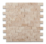 1 X 2 Ivory Travertine Split-Faced Brick Mosaic Tile-Travertine Mosaic-American Tile Depot