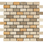 1 X 2 Mixed Travertine Tumbled Brick Mosaic Tile-Travertine Mosaic-American Tile Depot