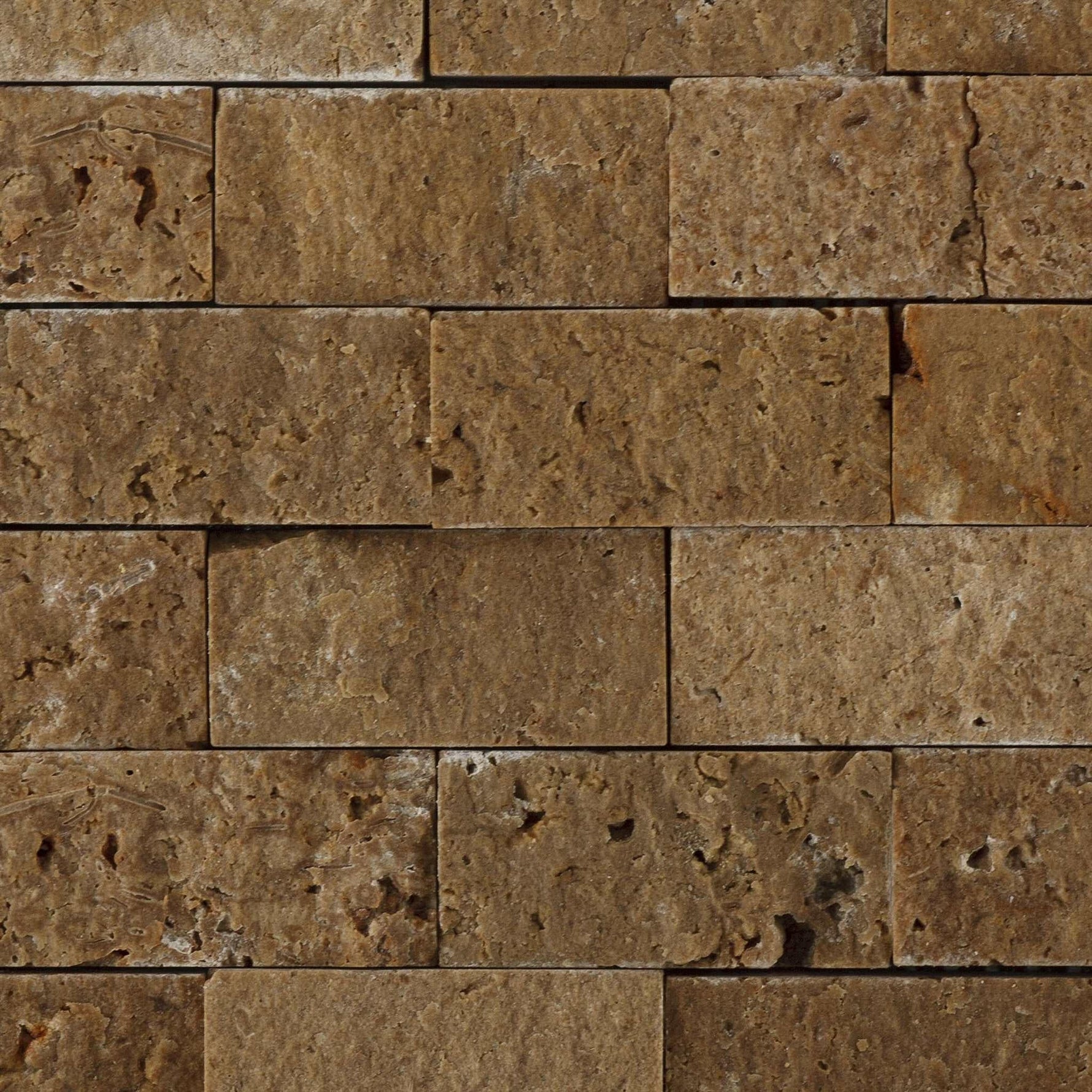 1 X 2 Noce Travertine Split-Faced Brick Mosaic Tile-Travertine Mosaic-American Tile Depot