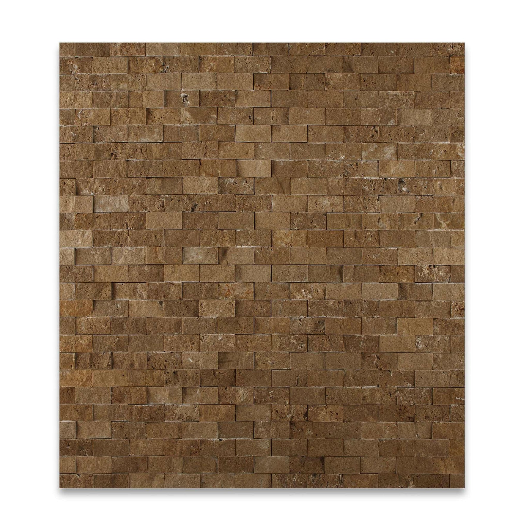 1 X 2 Noce Travertine Split-Faced Brick Mosaic Tile-Travertine Mosaic-American Tile Depot