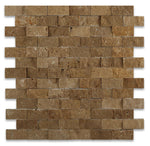 1 X 2 Noce Travertine Split-Faced Brick Mosaic Tile-Travertine Mosaic-American Tile Depot