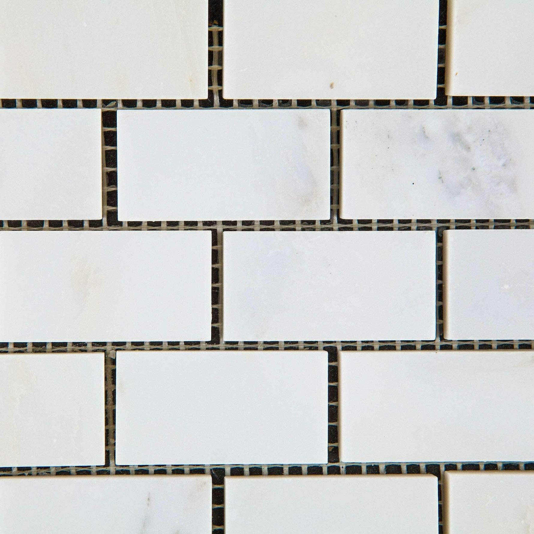 1 X 2 Oriental White / Asian Statuary Marble Honed Brick Mosaic Tile-Marble Mosaic-American Tile Depot