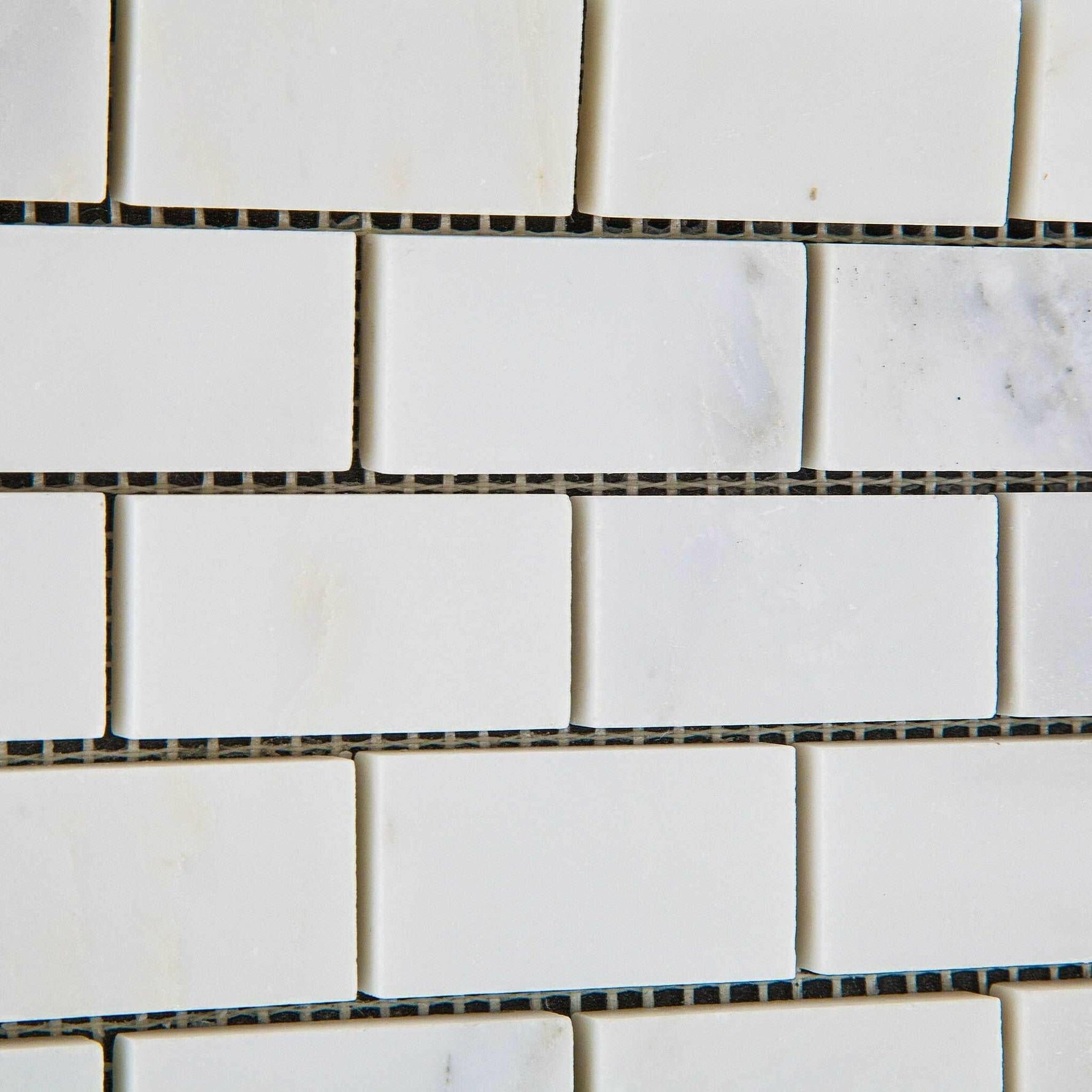 1 X 2 Oriental White / Asian Statuary Marble Polished Brick Mosaic Tile-Marble Mosaic-American Tile Depot