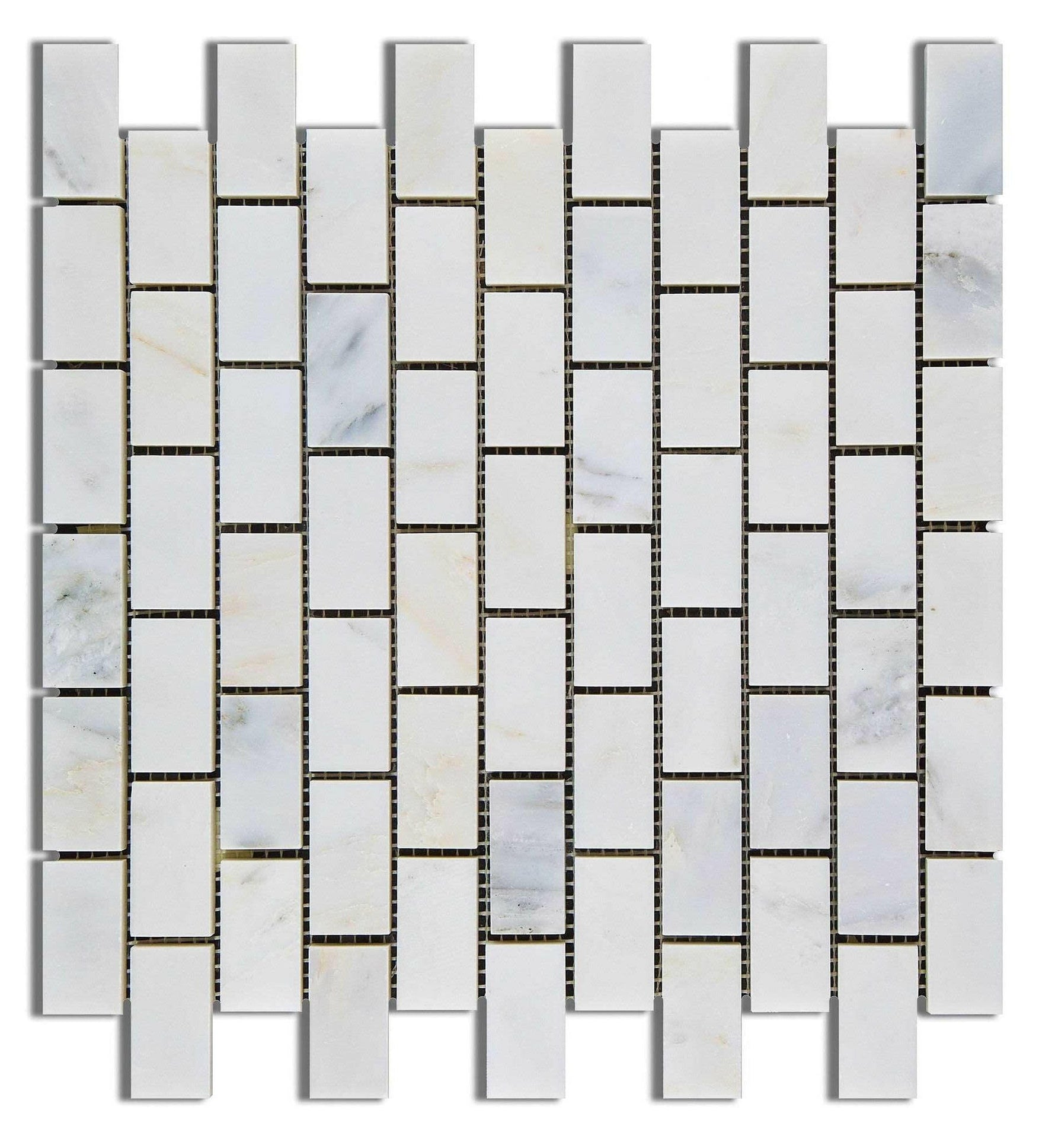 1 X 2 Oriental White / Asian Statuary Marble Polished Brick Mosaic Tile-Marble Mosaic-American Tile Depot