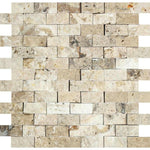 1 X 2 Philadelphia Travertine Split-Faced Brick Mosaic Tile-Travertine Mosaic-American Tile Depot