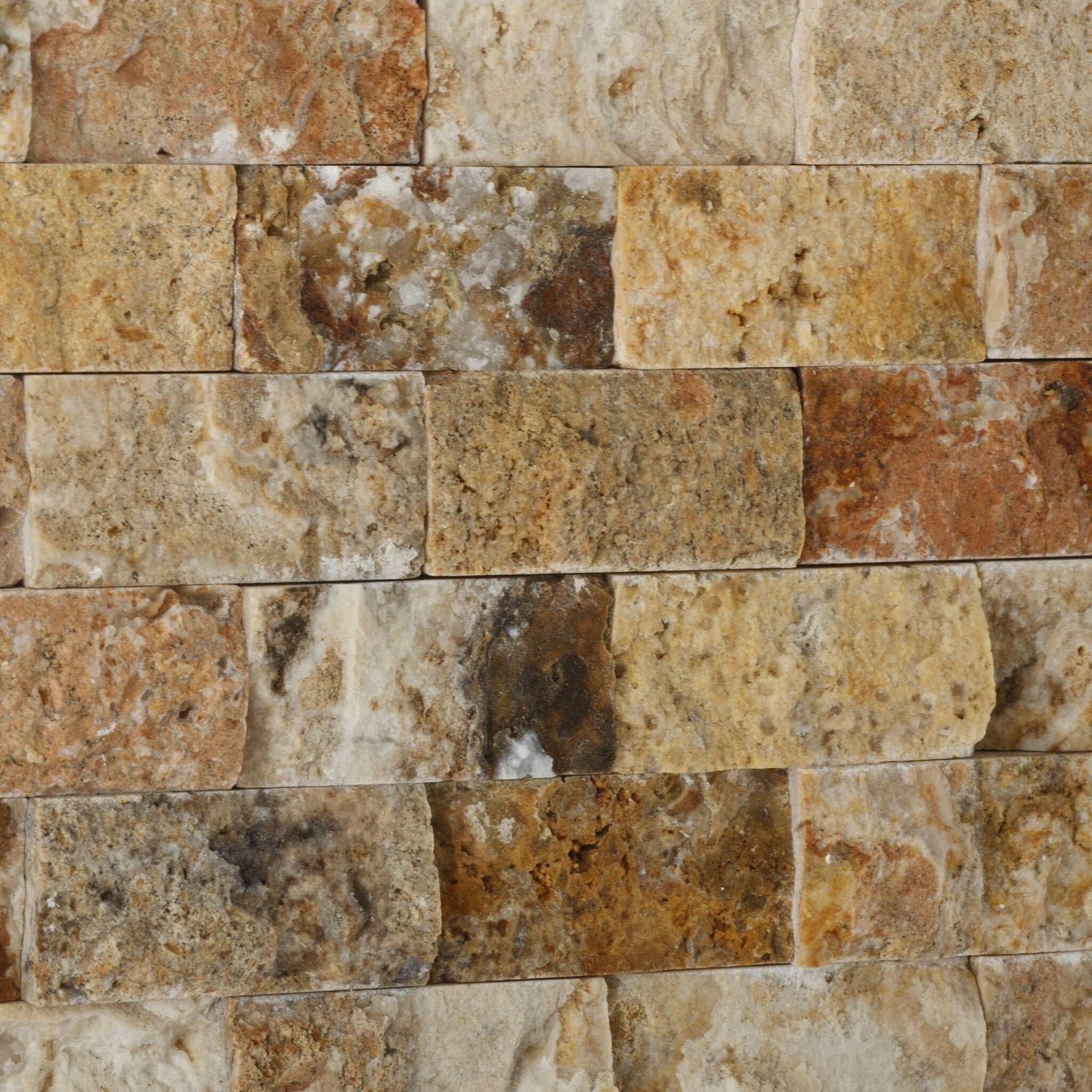 1 X 2 Scabos Travertine Split-Faced Brick Mosaic Tile-Travertine Mosaic-American Tile Depot