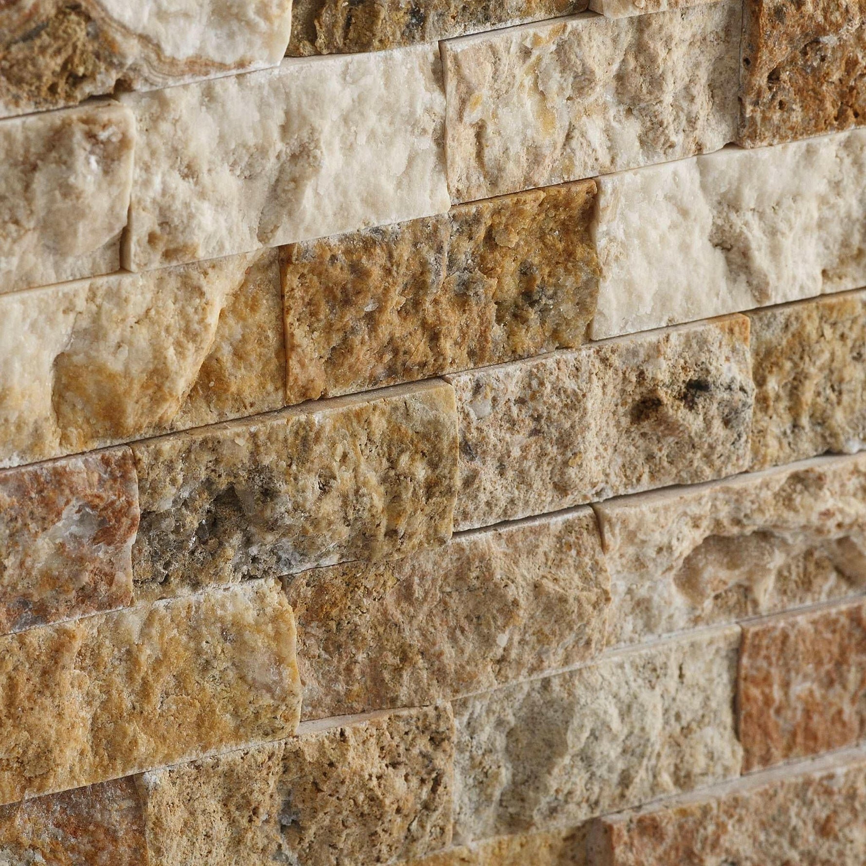 1 X 2 Scabos Travertine Split-Faced Brick Mosaic Tile-Travertine Mosaic-American Tile Depot