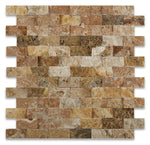 1 X 2 Scabos Travertine Split-Faced Brick Mosaic Tile-Travertine Mosaic-American Tile Depot