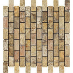 1 X 2 Scabos Travertine Tumbled Brick Mosaic Tile-Travertine Mosaic-American Tile Depot