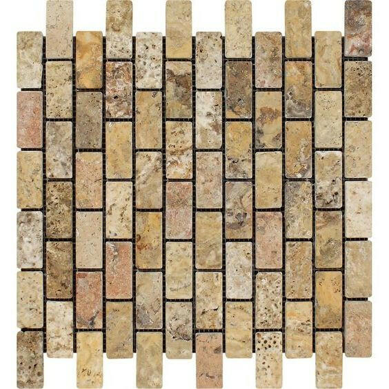 1 X 2 Scabos Travertine Tumbled Brick Mosaic Tile-Travertine Mosaic-American Tile Depot