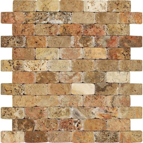 1 X 2 Scabos Travertine Tumbled CNC Arched 3-D Mosaic Tile-Travertine Mosaic-American Tile Depot