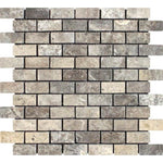 1 X 2 Silver Travertine Tumbled Mosaic Tile-Travertine Mosaic-American Tile Depot