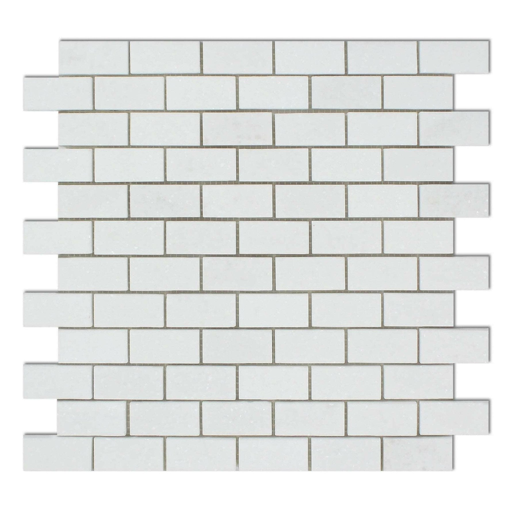 1 X 2 Thassos White Marble Honed Brick Mosaic Tile-Marble Mosaic-American Tile Depot