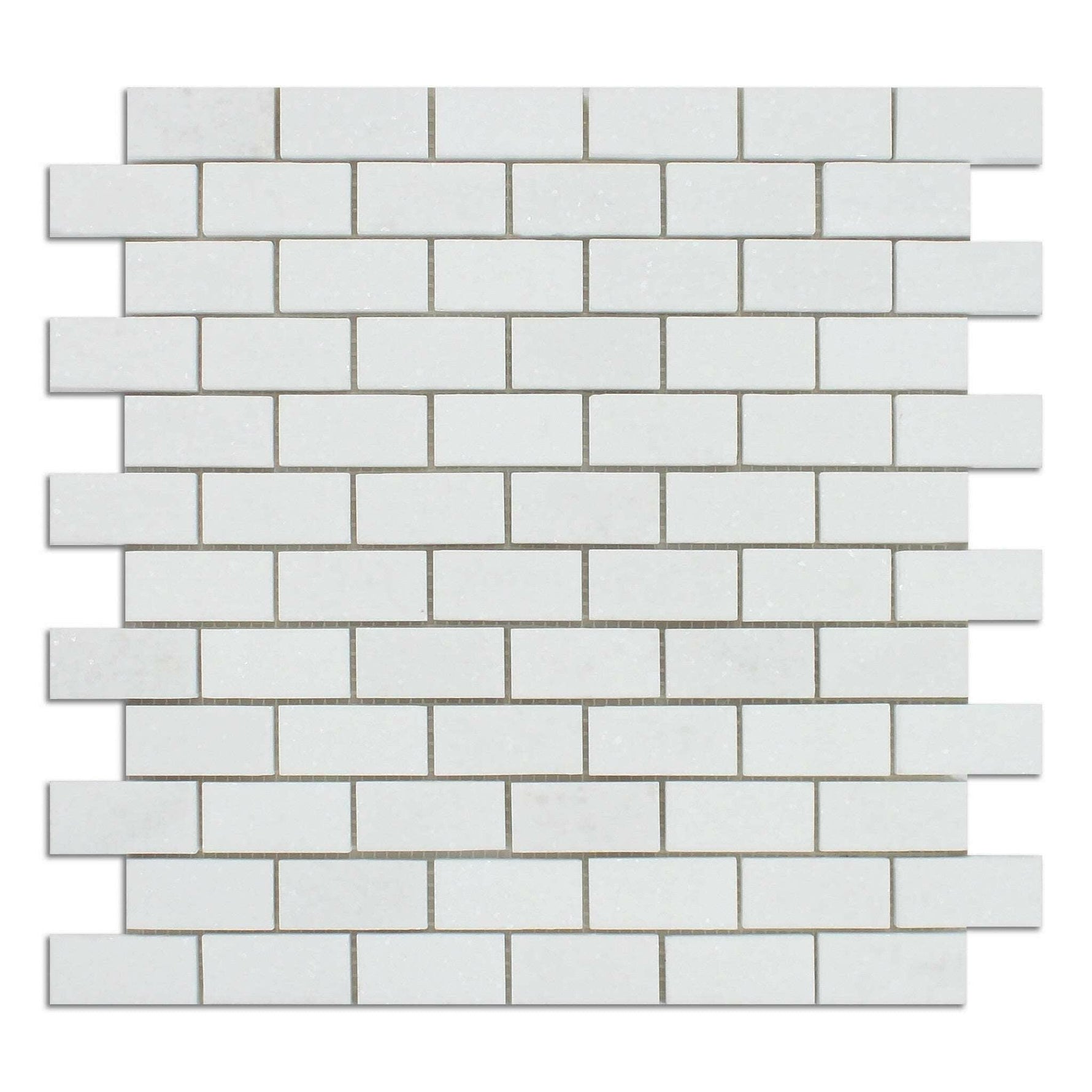 1 X 2 Thassos White Marble Honed Brick Mosaic Tile-Marble Mosaic-American Tile Depot