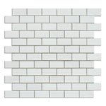 1 X 2 Thassos White Marble Honed Brick Mosaic Tile-Marble Mosaic-American Tile Depot