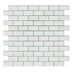 1 X 2 Thassos White Marble Honed Brick Mosaic Tile-Marble Mosaic-American Tile Depot