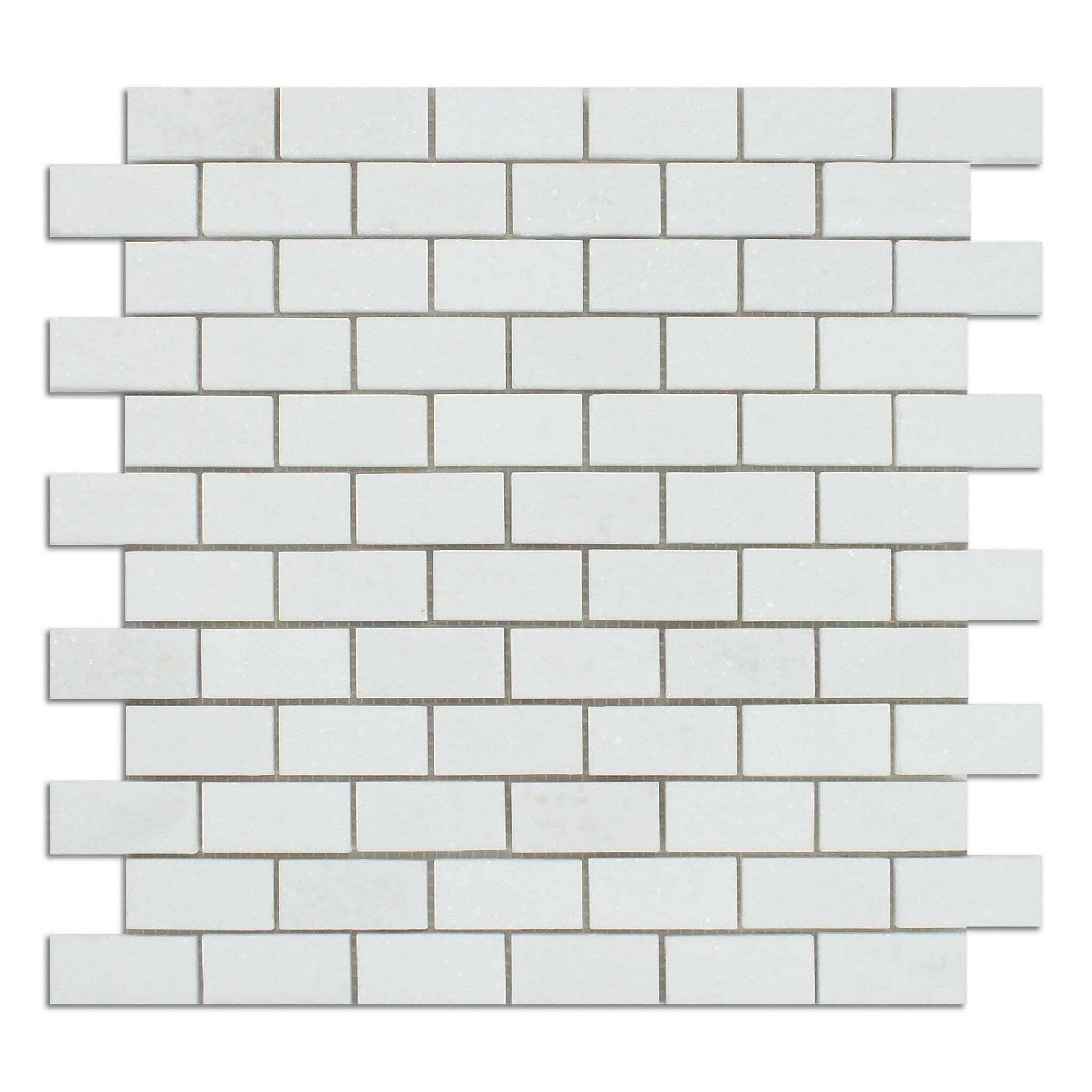 1 X 2 Thassos White Marble Honed Brick Mosaic Tile-Marble Mosaic-American Tile Depot