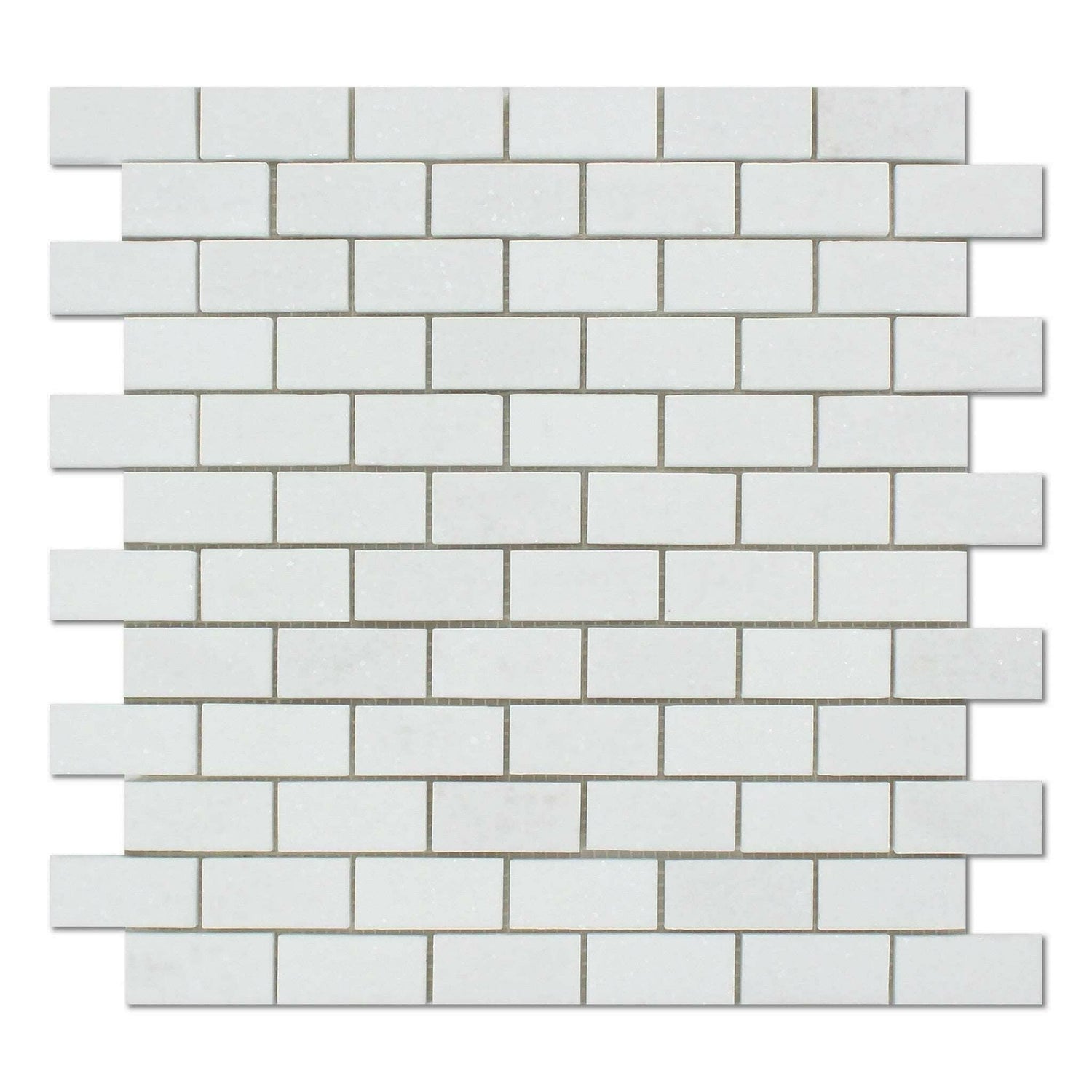 1 X 2 Thassos White Marble Honed Brick Mosaic Tile-Marble Mosaic-American Tile Depot