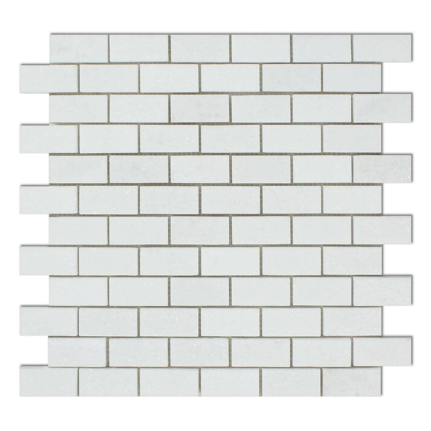 1 X 2 Thassos White Marble Polished Brick Mosaic Tile-Marble Mosaic-American Tile Depot