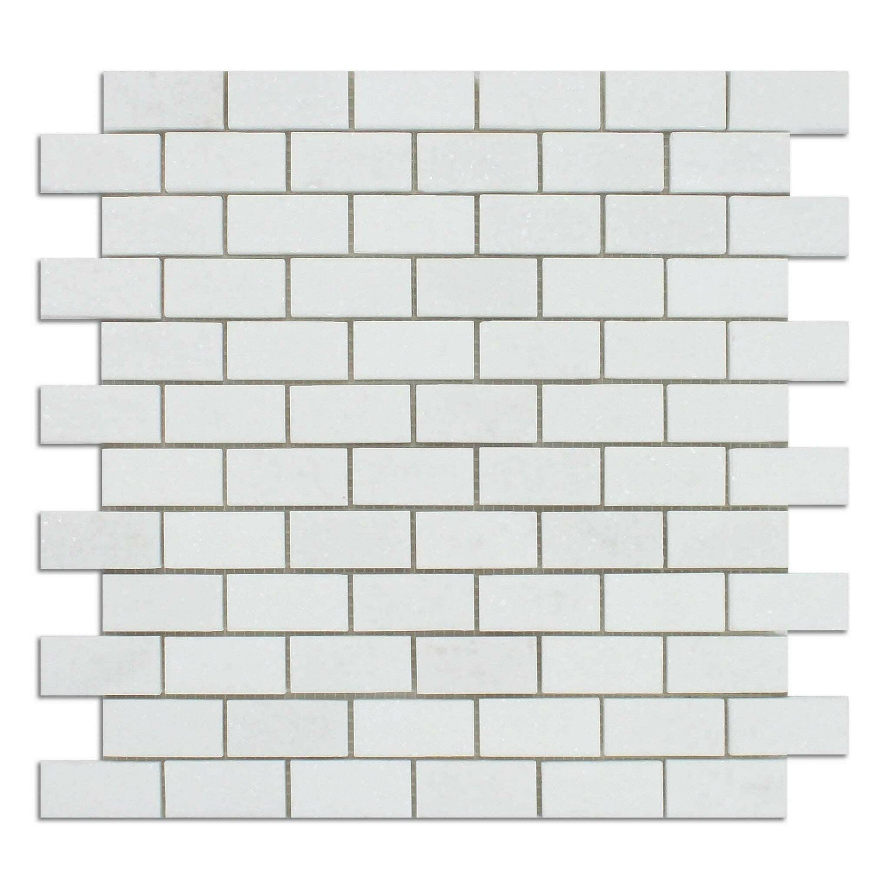 1 X 2 Thassos White Marble Polished Brick Mosaic Tile-Marble Mosaic-American Tile Depot