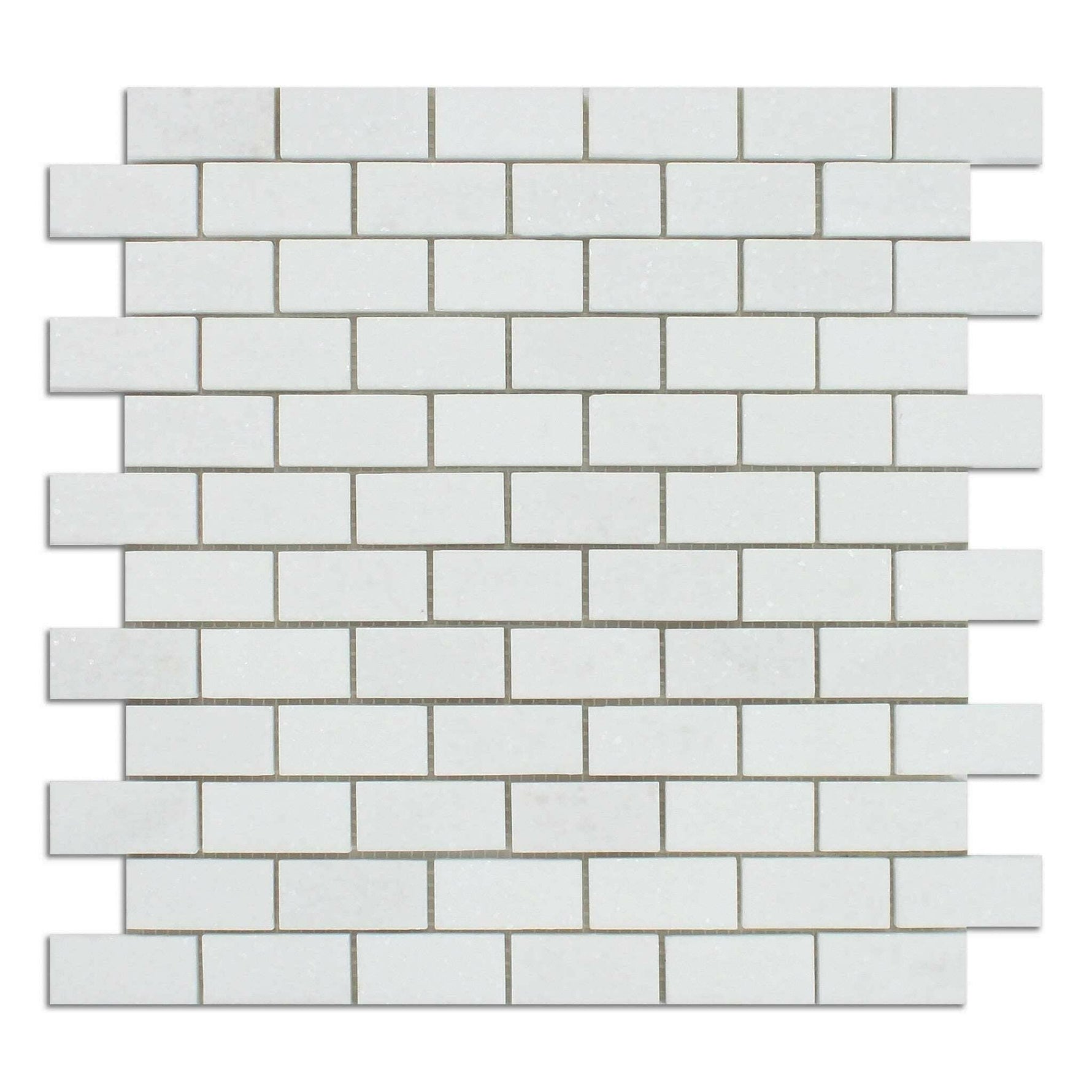 1 X 2 Thassos White Marble Polished Brick Mosaic Tile-Marble Mosaic-American Tile Depot