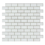 1 X 2 Thassos White Marble Polished Brick Mosaic Tile-Marble Mosaic-American Tile Depot