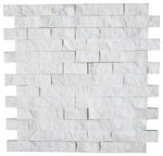 1 X 2 Thassos White Marble Split-Faced Mosaic Tile-Marble Mosaic-American Tile Depot