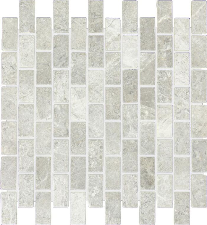 1 X 2 Tundra Gray (Atlantic Gray) Marble Honed Brick Mosaic Tile-Marble Mosaic-American Tile Depot