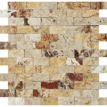 1 X 2 Valencia Travertine Split-Faced Brick Mosaic Tile-Travertine Mosaic-American Tile Depot