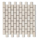 1 X 2 White Pearl / Botticino Marble Polished Brick Mosaic Tile-Marble Mosaic-American Tile Depot