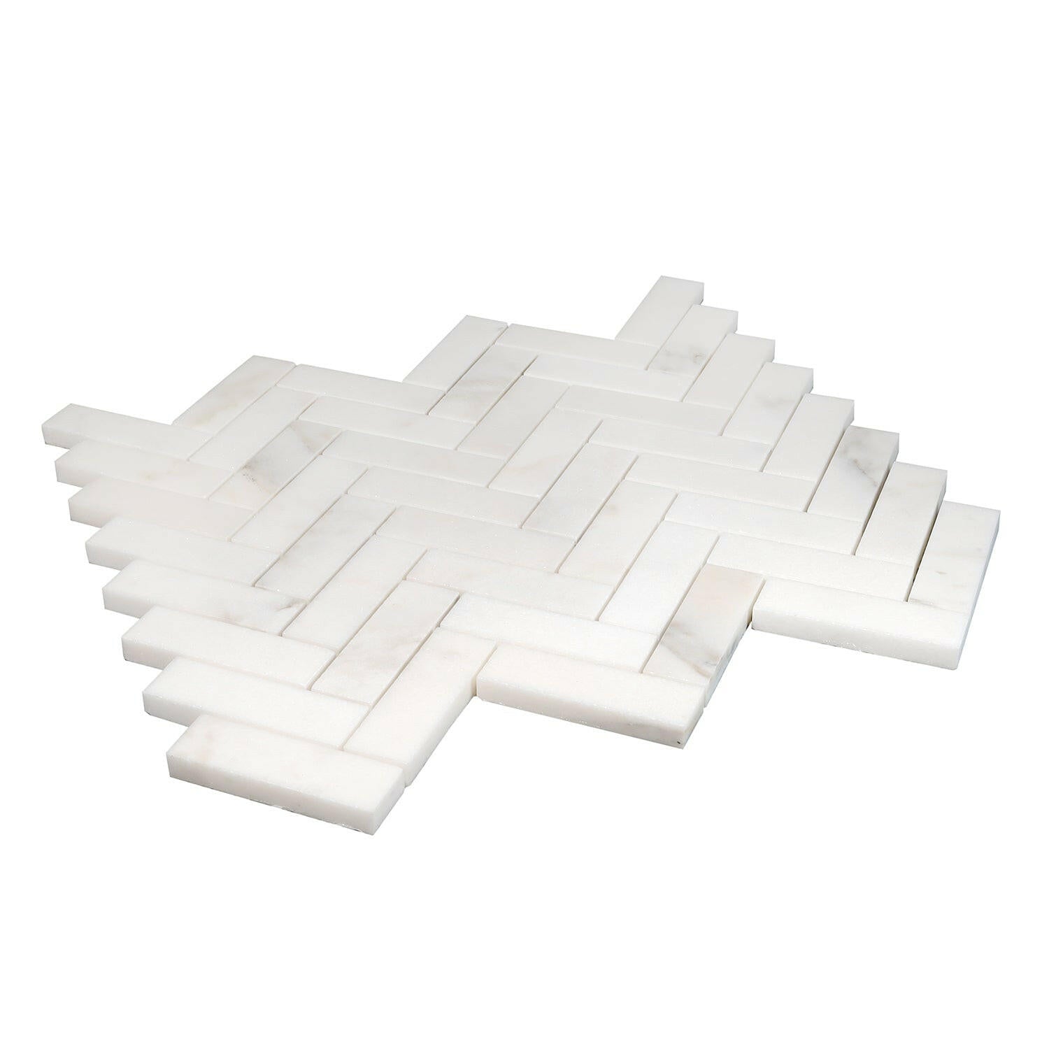 1 X 3 Calacatta Oliva Marble Polished Herringbone Mosaic Tile-Marble Mosaic-American Tile Depot