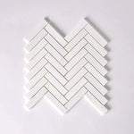 1 X 4 Bianco Dolomite Honed Herringbone Marble Mosaic Tile-Marble Mosaic-American Tile Depot