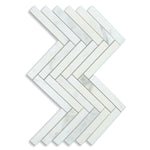 1 X 6 Calacatta Oliva Marble Polished Herringbone Mosaic Tile-Marble Mosaic-American Tile Depot