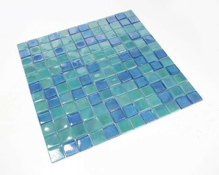 1 x 1 Aquarius Lake Square Glass Mosaic Tile-Glass Mosaic-American Tile Depot