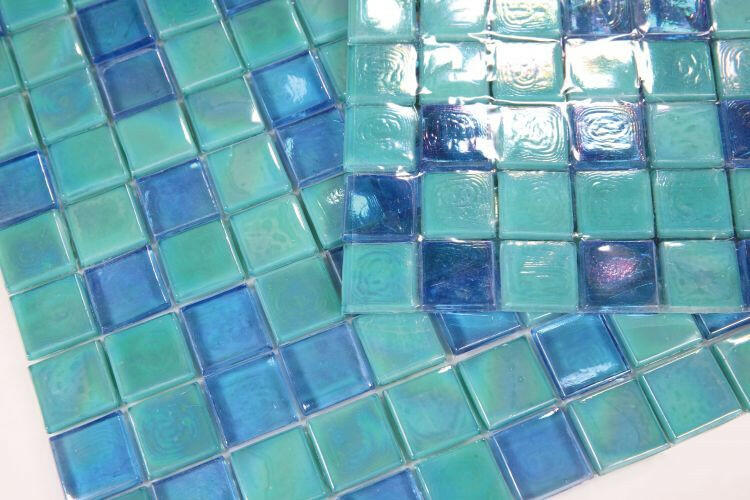 1 x 1 Aquarius Lake Square Glass Mosaic Tile-Glass Mosaic-American Tile Depot