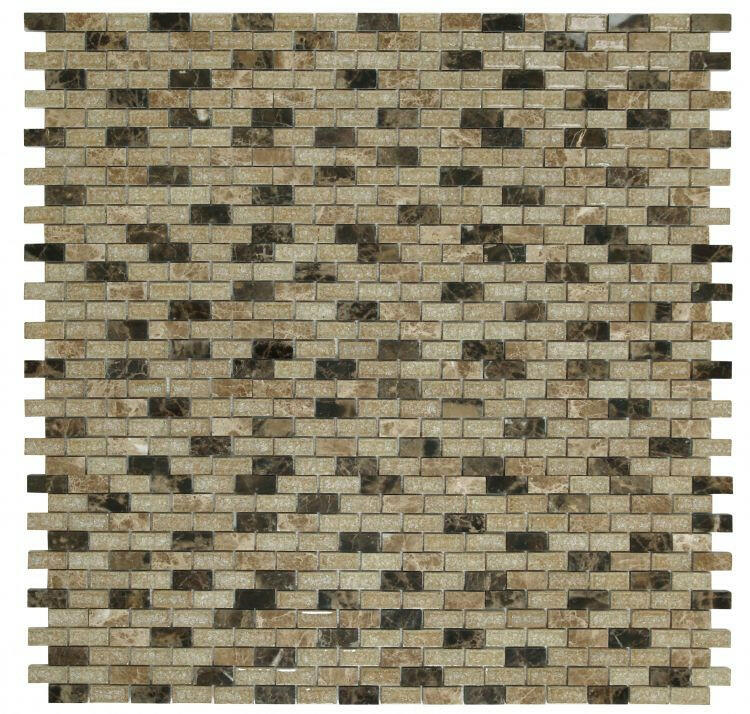 1 x 2 Garnet Brick Cappuccino Mosaic Wall Tile-Mixed Mosaic-American Tile Depot