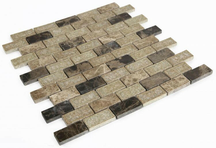 1 x 2 Garnet Brick Cappuccino Mosaic Wall Tile-Mixed Mosaic-American Tile Depot