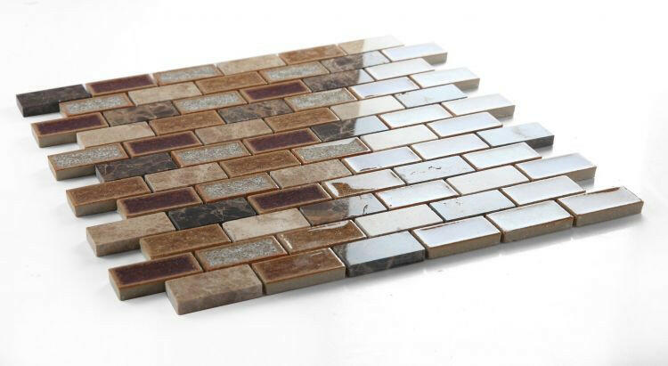 1 x 2 Garnet Brick Princess Mosaic Wall Tile-Mixed Mosaic-American Tile Depot