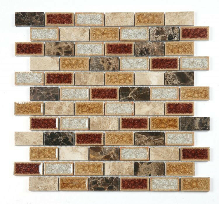 1 x 2 Garnet Brick Princess Mosaic Wall Tile-Mixed Mosaic-American Tile Depot