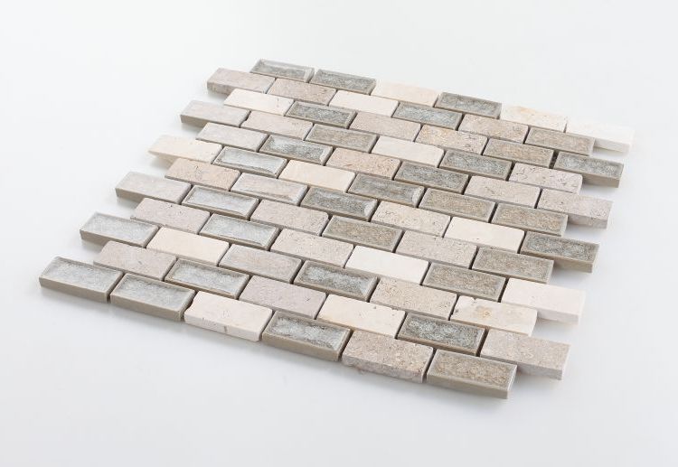 1 x 2 Garnet Brick Swiss Beige Mosaic Wall Tile-Mixed Mosaic-American Tile Depot