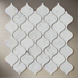 Carrara White Marble Polished Lantern Arabesque Mosaic Tile