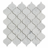 Carrara White Marble Polished Lantern Arabesque Mosaic Tile