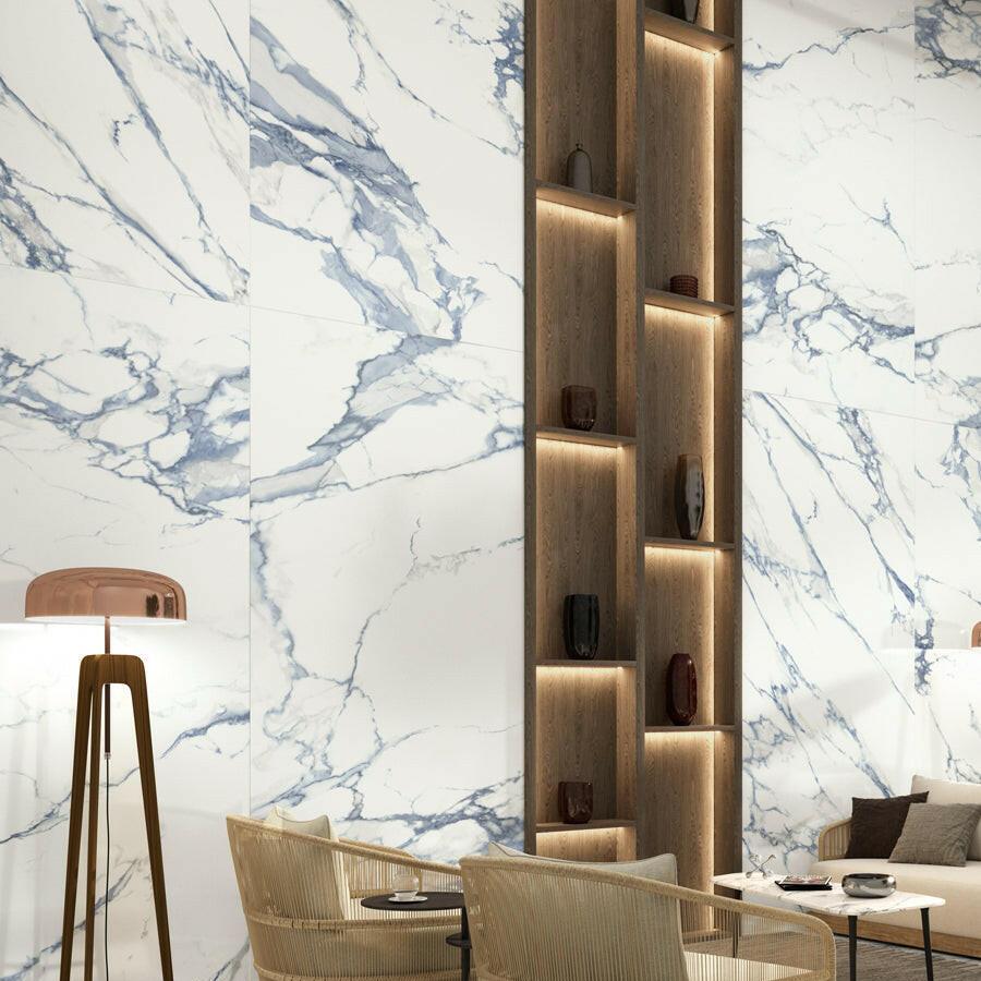 12 X 24 Calacatta Blue Matte Marble Look Porcelain Tile-PORCELAIN-Large Format-American Tile Depot